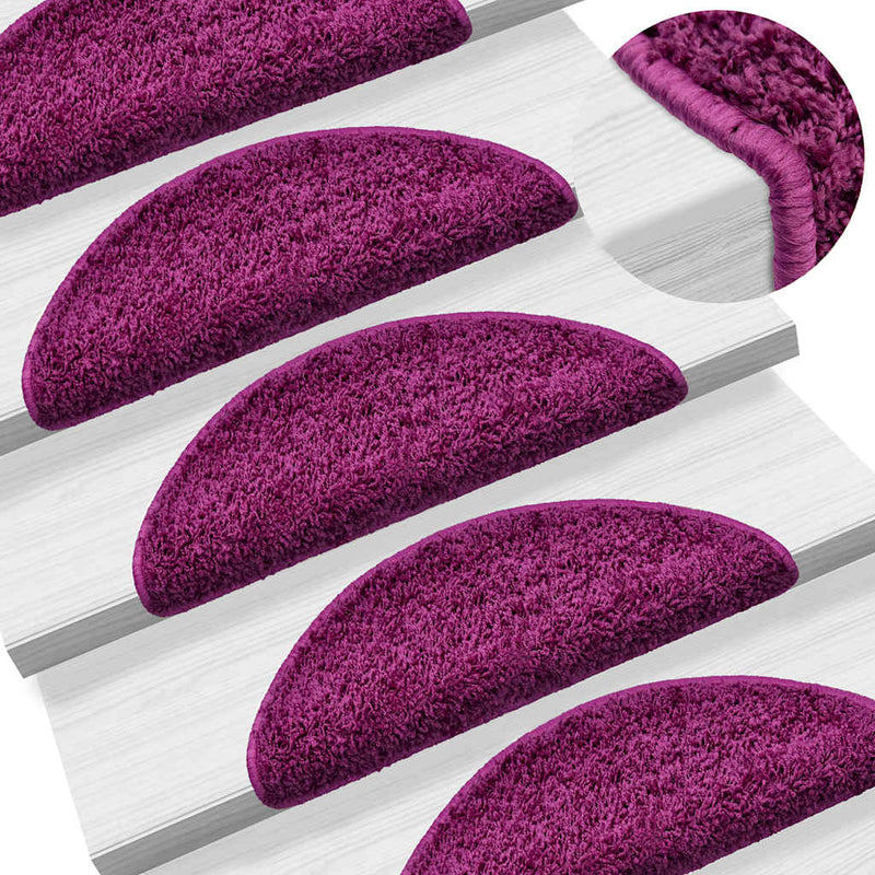vidaXL Tappetini per scale 15 pz 56x17x3 cm Viola Semicircolari - Image 1 of 8