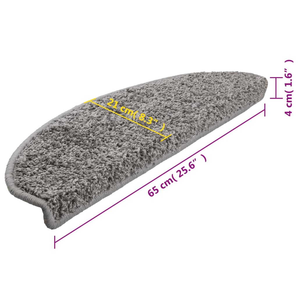 vidaXL Tappetini per scale 15 pz 65x21x4 cm Grigio Semicircolari Grandi - Image 9 of 9