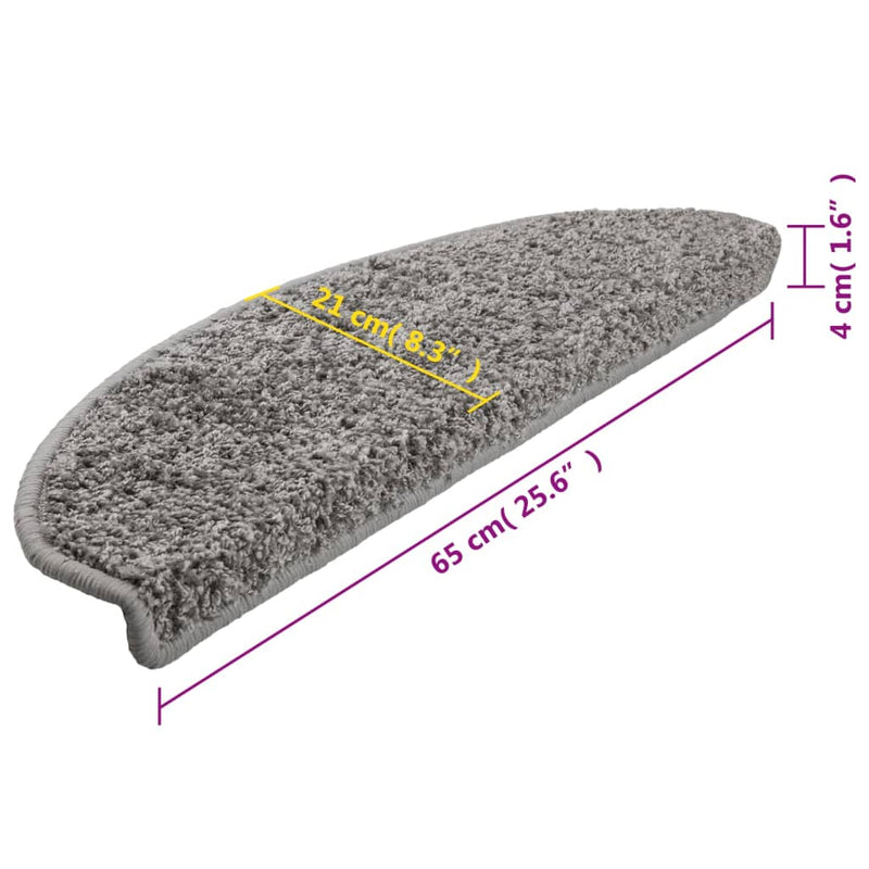 vidaXL Tappetini per scale 15 pz 65x21x4 cm Grigio Semicircolari Grandi - Image 9 of 9