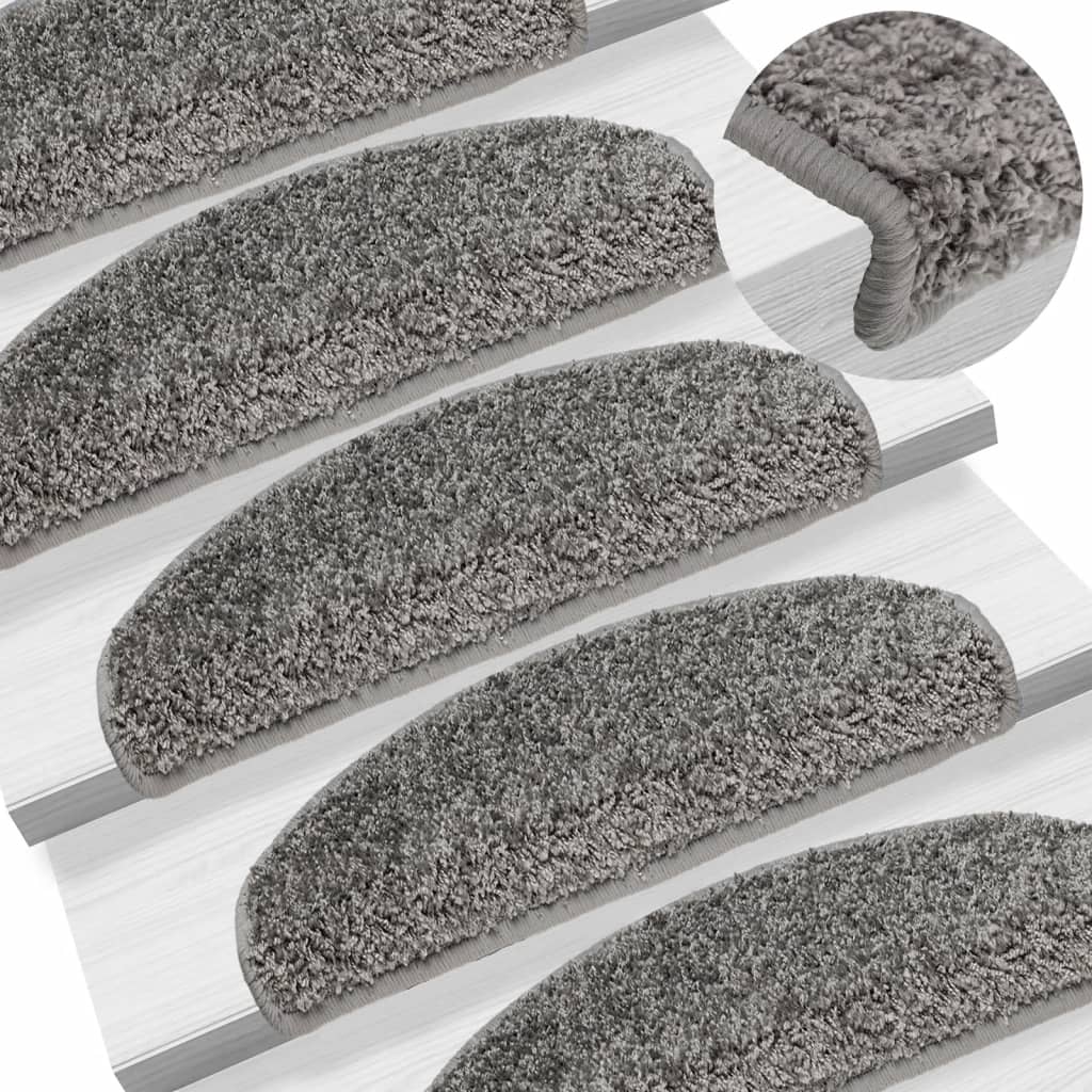vidaXL Tappetini per scale 15 pz 65x21x4 cm Grigio Semicircolari Grandi - Image 1 of 9