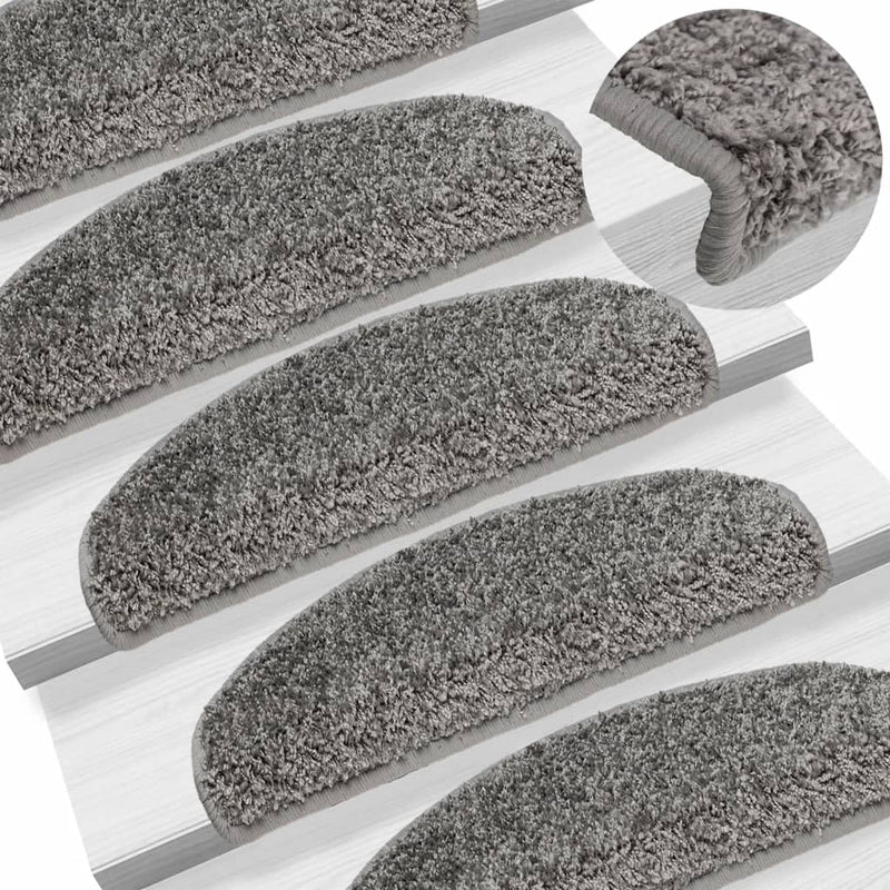vidaXL Tappetini per scale 15 pz 65x21x4 cm Grigio Semicircolari Grandi - Image 1 of 9