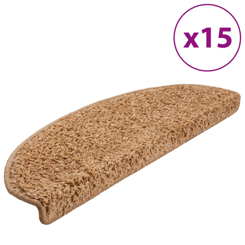vidaXL Tappetini per scale 15 pz 65x21x4 cm Beige Semicircolari Grandi - Image 2 of 9