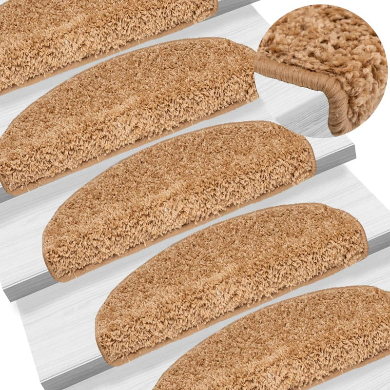 vidaXL Tappetini per scale 15 pz 65x21x4 cm Beige Semicircolari Grandi - Image 1 of 9