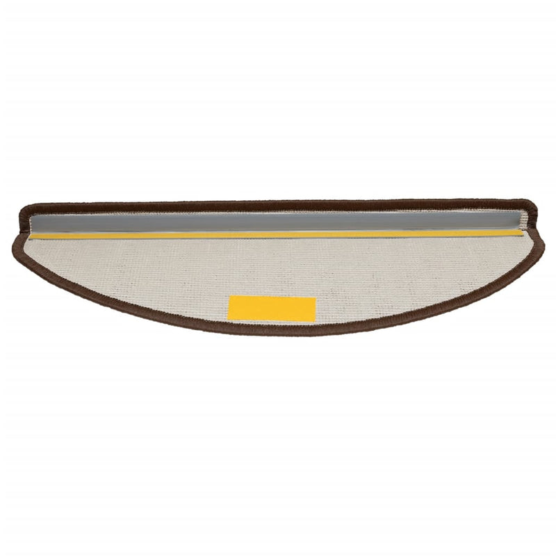 vidaXL Tappetini per scale 15 pz 65x21x4 cm Marrone Semicircolari Grandi - Image 5 of 9