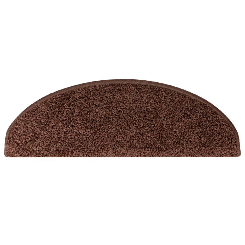 vidaXL Tappetini per scale 15 pz 65x21x4 cm Marrone Semicircolari Grandi - Image 6 of 9