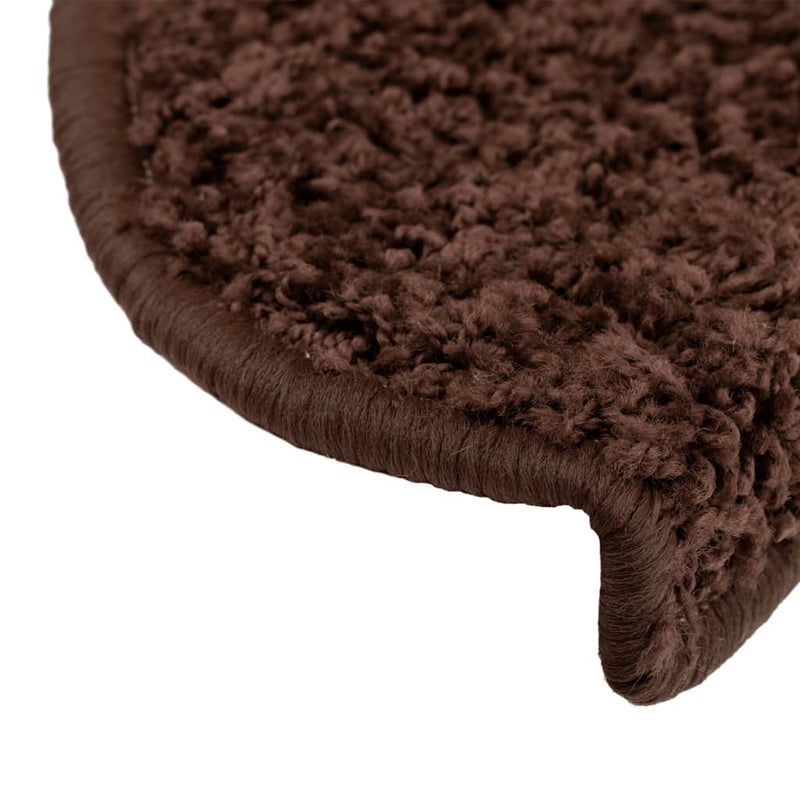 vidaXL Tappetini per scale 15 pz 65x21x4 cm Marrone Semicircolari Grandi - Image 7 of 9