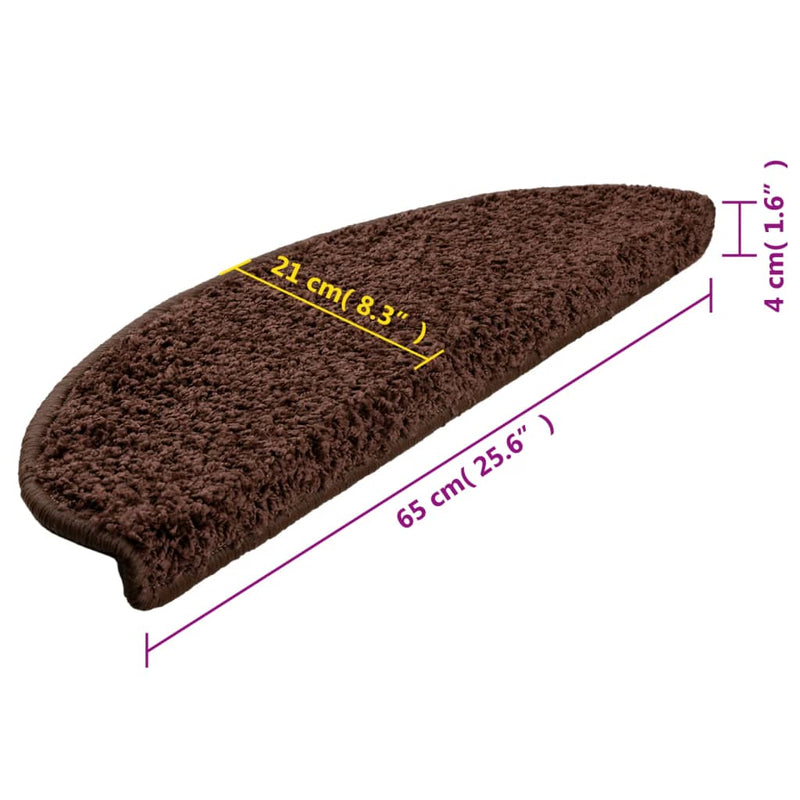 vidaXL Tappetini per scale 15 pz 65x21x4 cm Marrone Semicircolari Grandi - Image 9 of 9