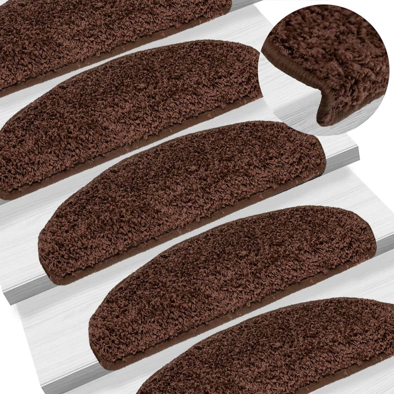 vidaXL Tappetini per scale 15 pz 65x21x4 cm Marrone Semicircolari Grandi - Image 1 of 9