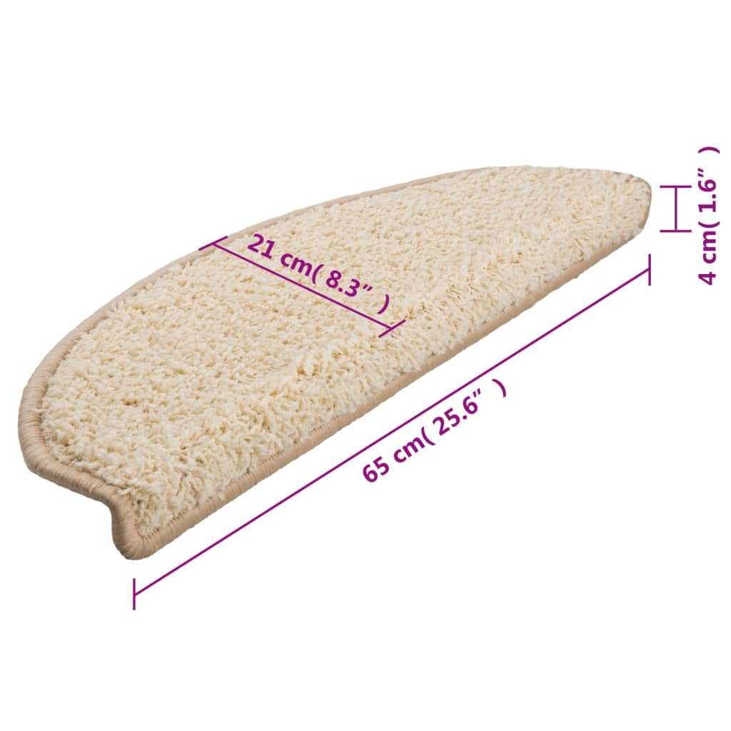 vidaXL Tappetini per scale 15 pz 65x21x4 cm Crema Semicircolari Grandi - Image 9 of 9