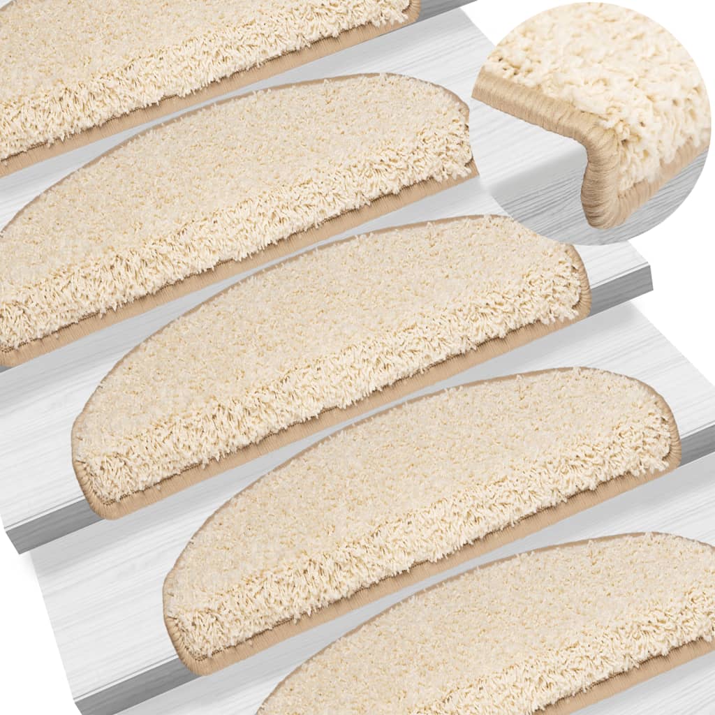 vidaXL Tappetini per scale 15 pz 65x21x4 cm Crema Semicircolari Grandi - Image 1 of 9