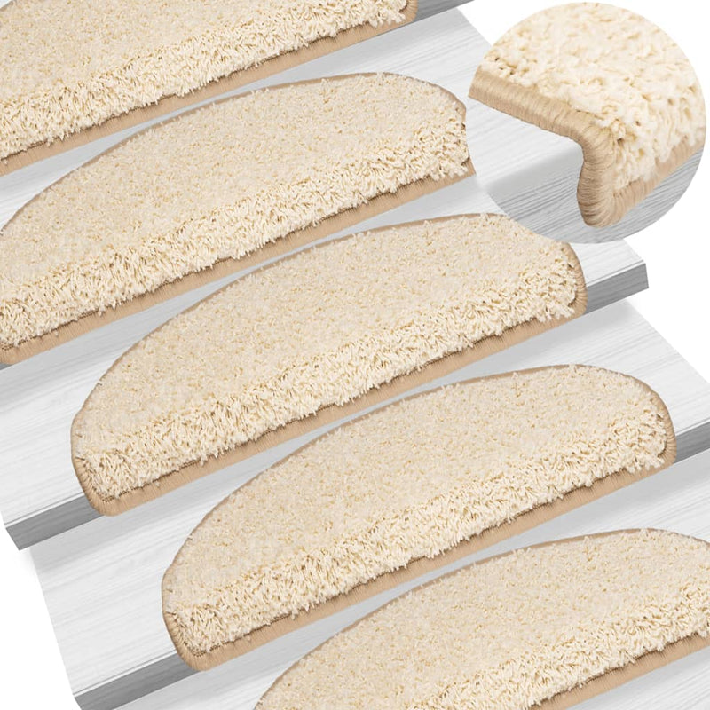 vidaXL Tappetini per scale 15 pz 65x21x4 cm Crema Semicircolari Grandi - Image 1 of 9