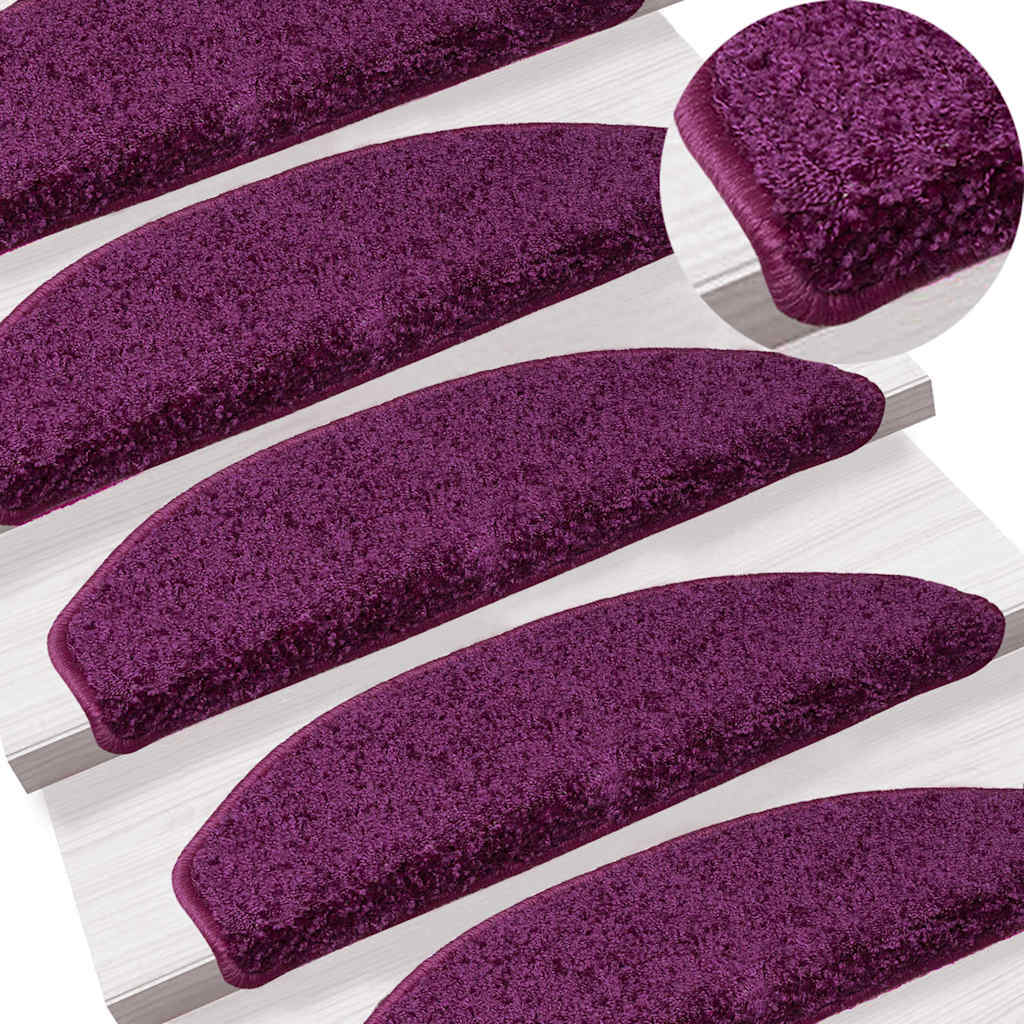 vidaXL Tappetini per scale 15 pz 65x21x4 cm Viola Semicircolari Grandi - Image 4 of 9