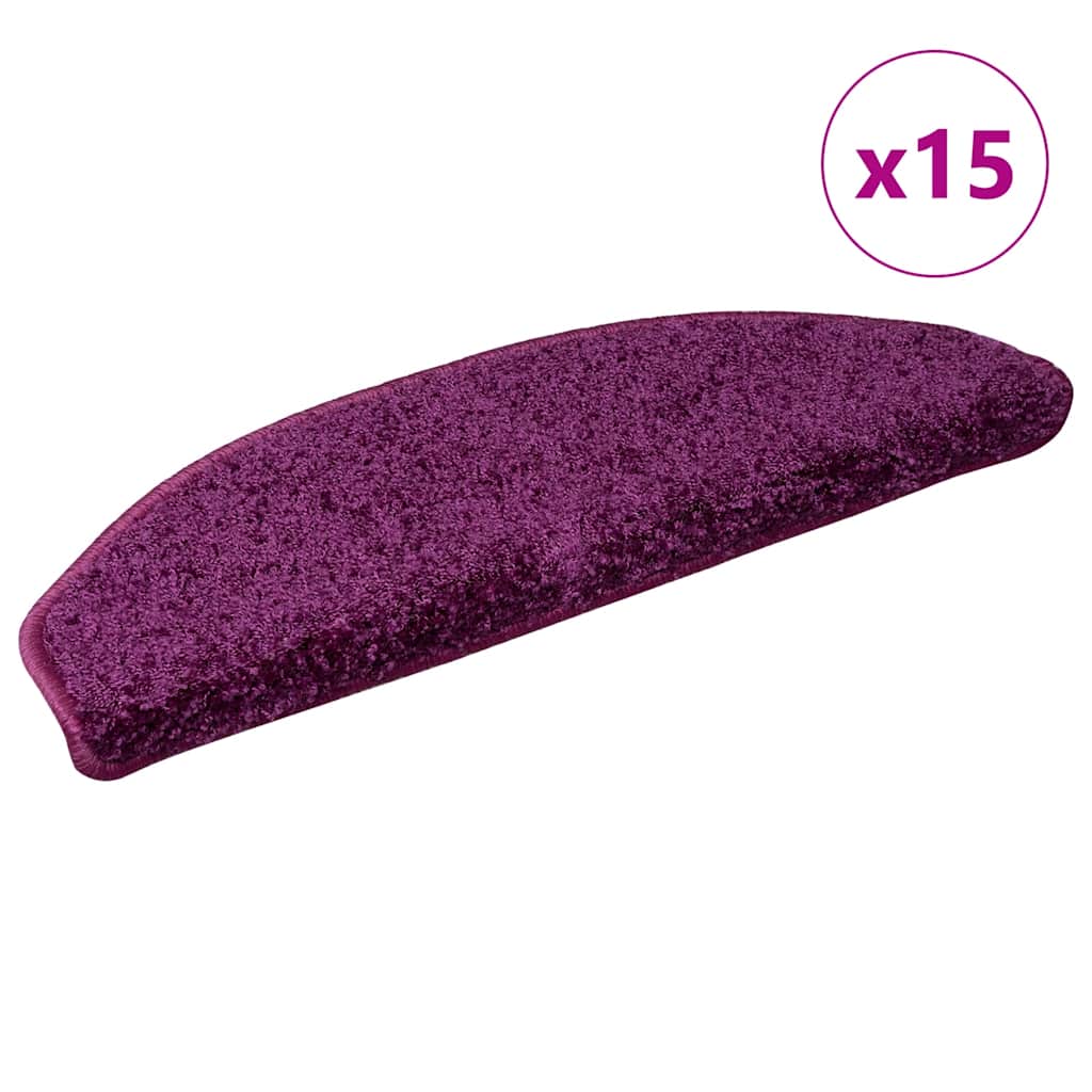 vidaXL Tappetini per scale 15 pz 65x21x4 cm Viola Semicircolari Grandi - Image 1 of 9