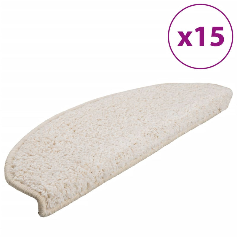 vidaXL Tappetini per scale 15 pz 65x21x4 cm Bianco Semicircolari Grandi - Image 2 of 9