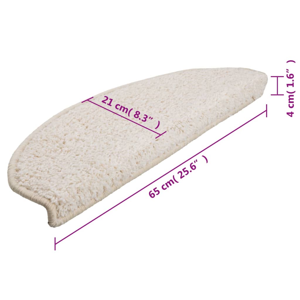 vidaXL Tappetini per scale 15 pz 65x21x4 cm Bianco Semicircolari Grandi - Image 9 of 9