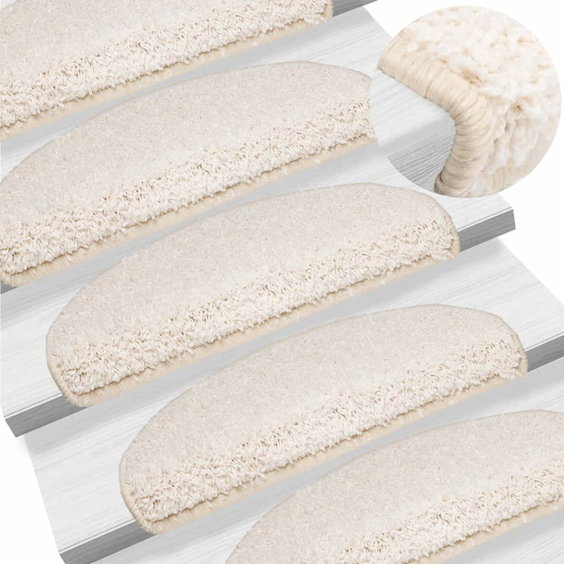 vidaXL Tappetini per scale 15 pz 65x21x4 cm Bianco Semicircolari Grandi - Image 1 of 9