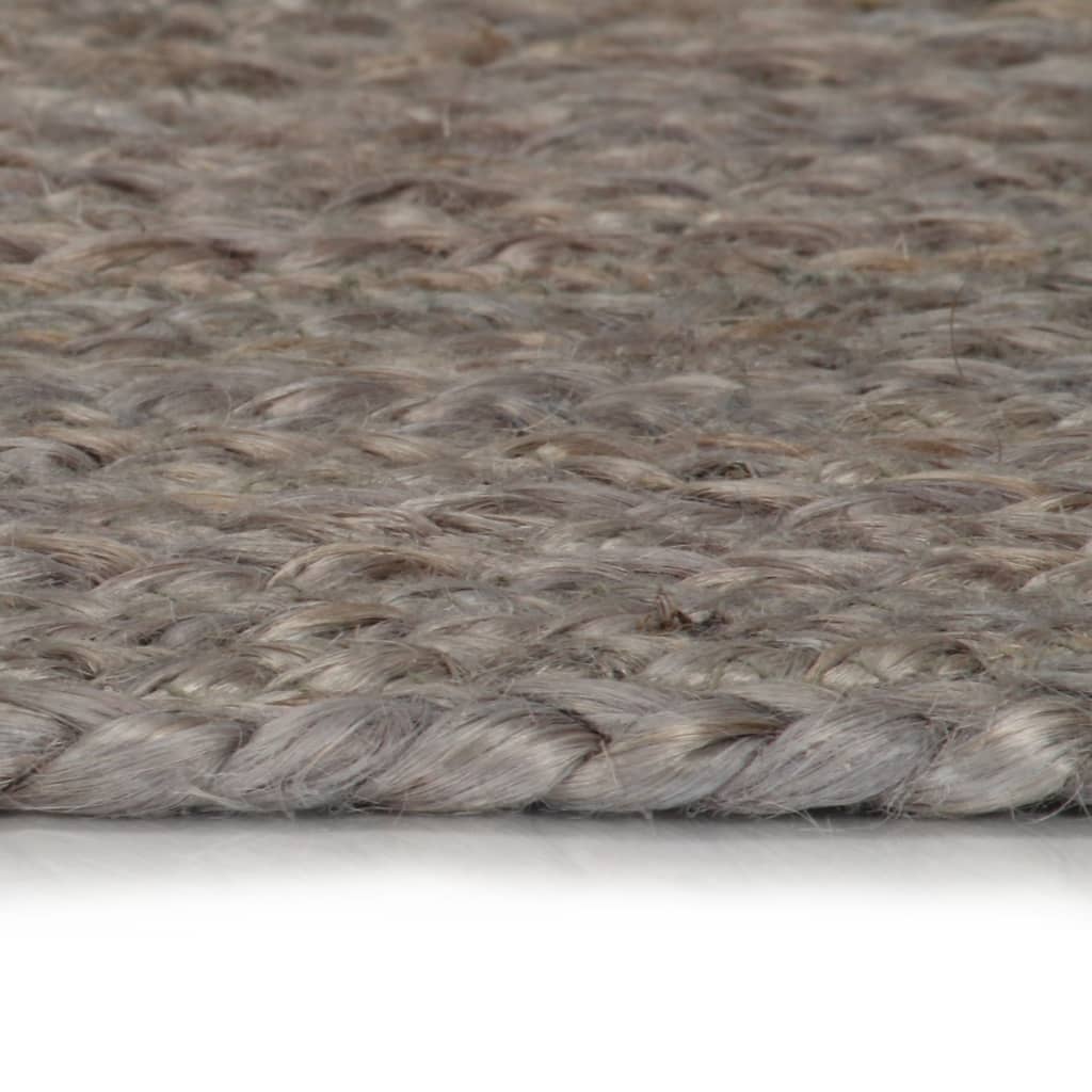 vidaXL Tappeto Lavorato a Mano in Juta Rotondo 150 cm Grigio - Image 2 of 4