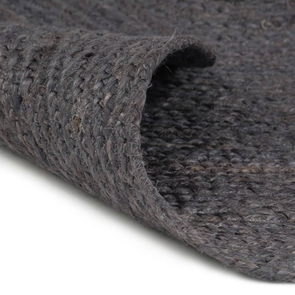 vidaXL Tappeto Lavorato a Mano in Juta Rotondo 120 cm Grigio Scuro - Image 1 of 4