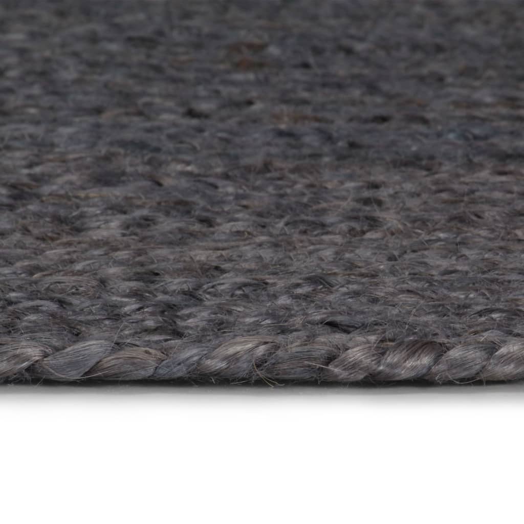 vidaXL Tappeto Lavorato a Mano in Juta Rotondo 120 cm Grigio Scuro - Image 2 of 4