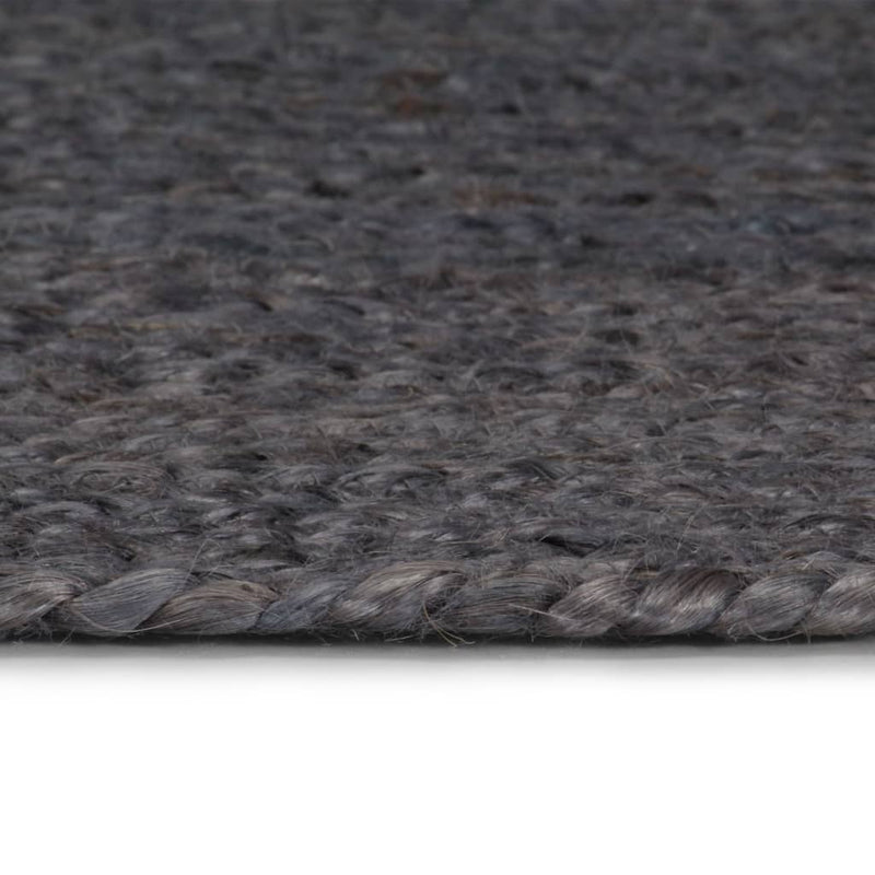 vidaXL Tappeto Lavorato a Mano in Juta Rotondo 120 cm Grigio Scuro - Image 2 of 4