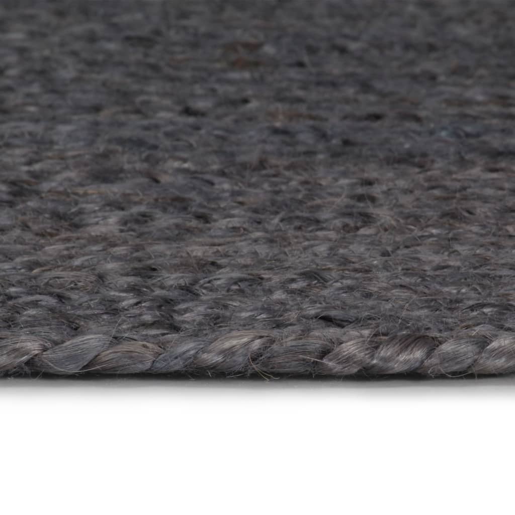 Tappeto Rotondo in Juta Intrecciata a Mano vidaXL, 150 cm, Grigio Scuro - Image 2 of 4