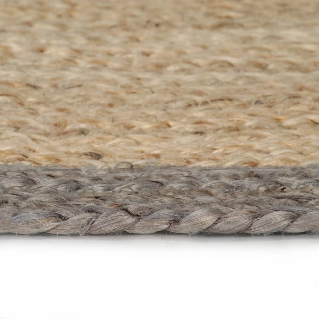 vidaXL Tappeto Lavorato a Mano in Juta con Bordo Grigio 90 cm - Image 6 of 16