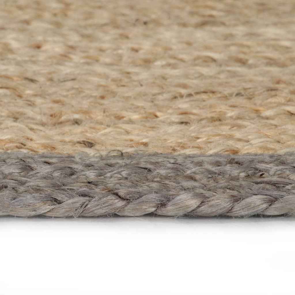 vidaXL Tappeto Lavorato a Mano in Juta con Bordo Grigio 90 cm - Image 7 of 16