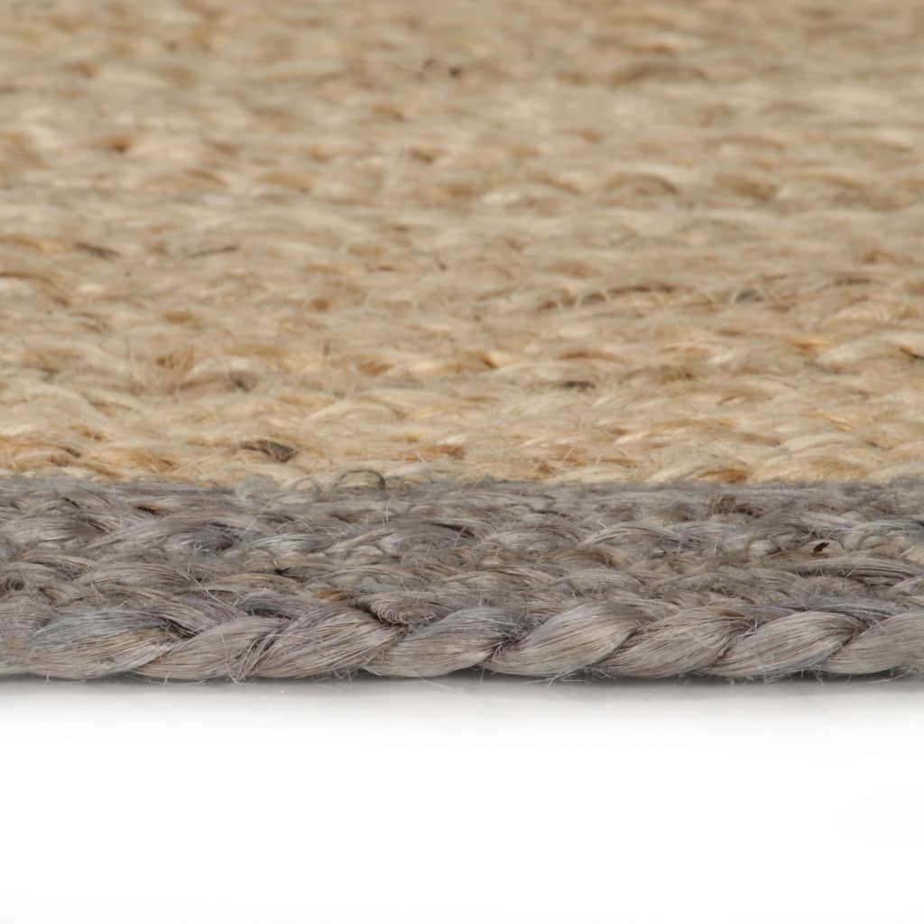 vidaXL Tappeto Lavorato a Mano in Juta con Bordo Grigio 150 cm - Image 2 of 4