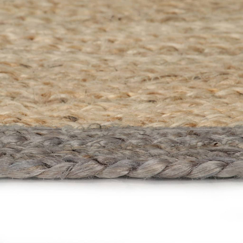 vidaXL Tappeto Lavorato a Mano in Juta con Bordo Grigio 150 cm - Image 2 of 4