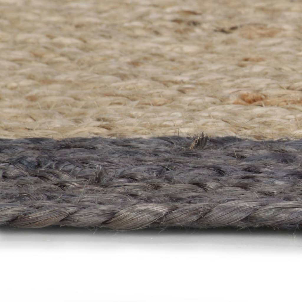 vidaXL Tappeto Lavorato a Mano in Juta con Bordo Grigio Scuro 90 cm - Image 2 of 4