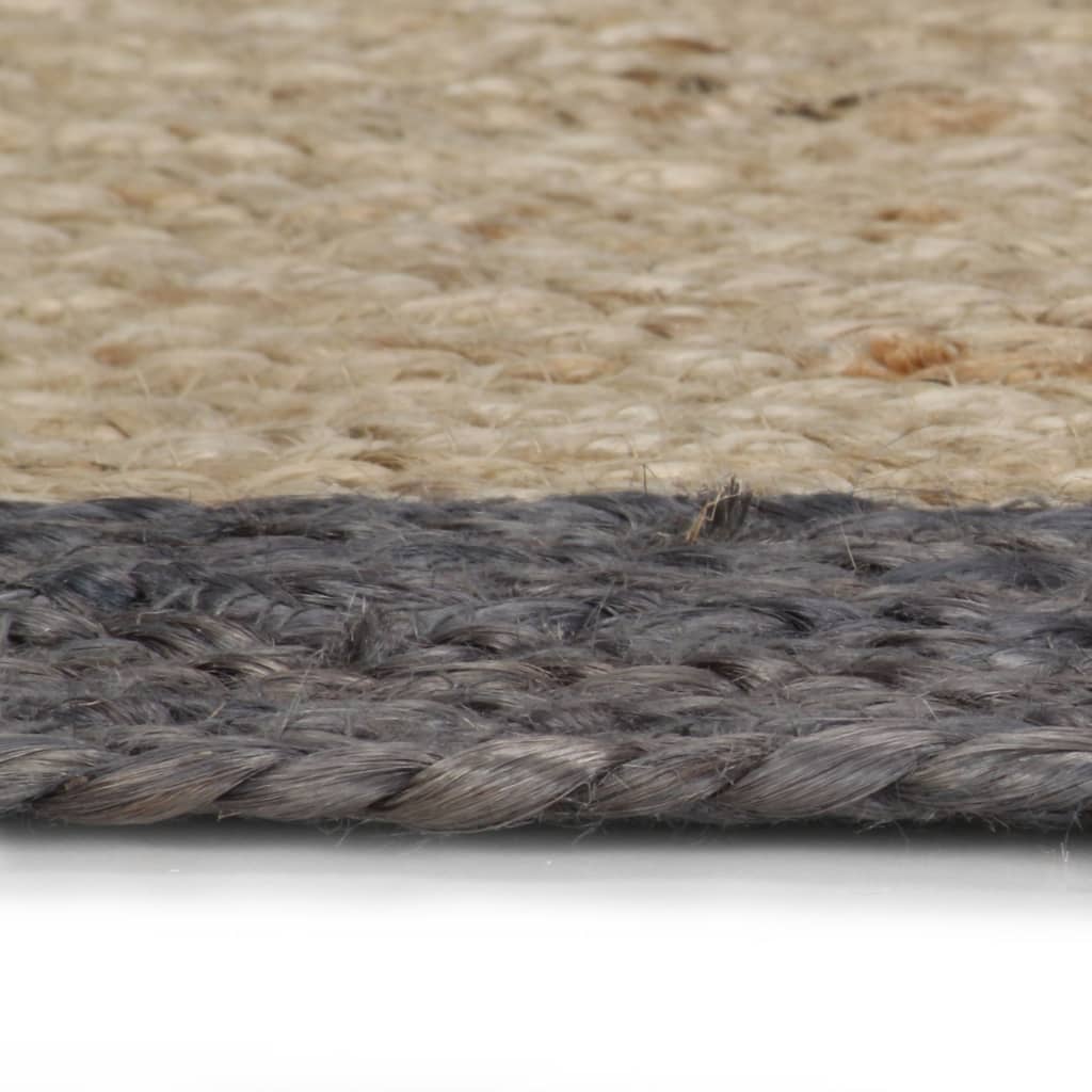 Handmade Braided Jute Round Rug with Dark Grey Border - 150 cm - Image 2 of 4