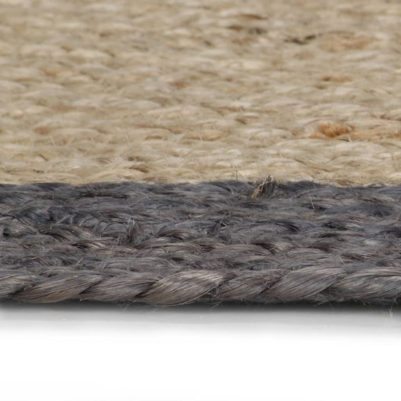 Handmade Braided Jute Round Rug with Dark Grey Border - 150 cm - Image 2 of 4