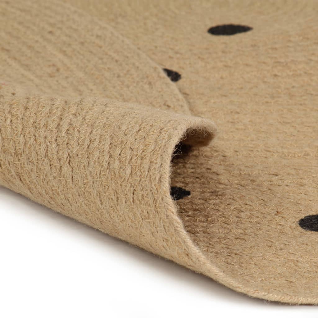 vidaXL Tappeto Lavorato a Mano in Juta con Stampa a Pois 120 cm - Image 1 of 6