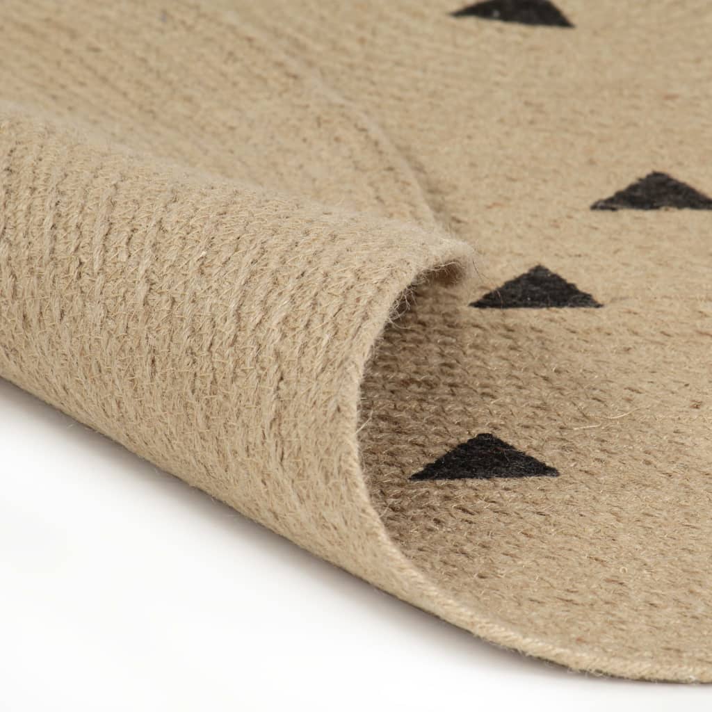 Handmade Jute Rug with Triangle Print - Ø 120 cm - Image 1 of 6