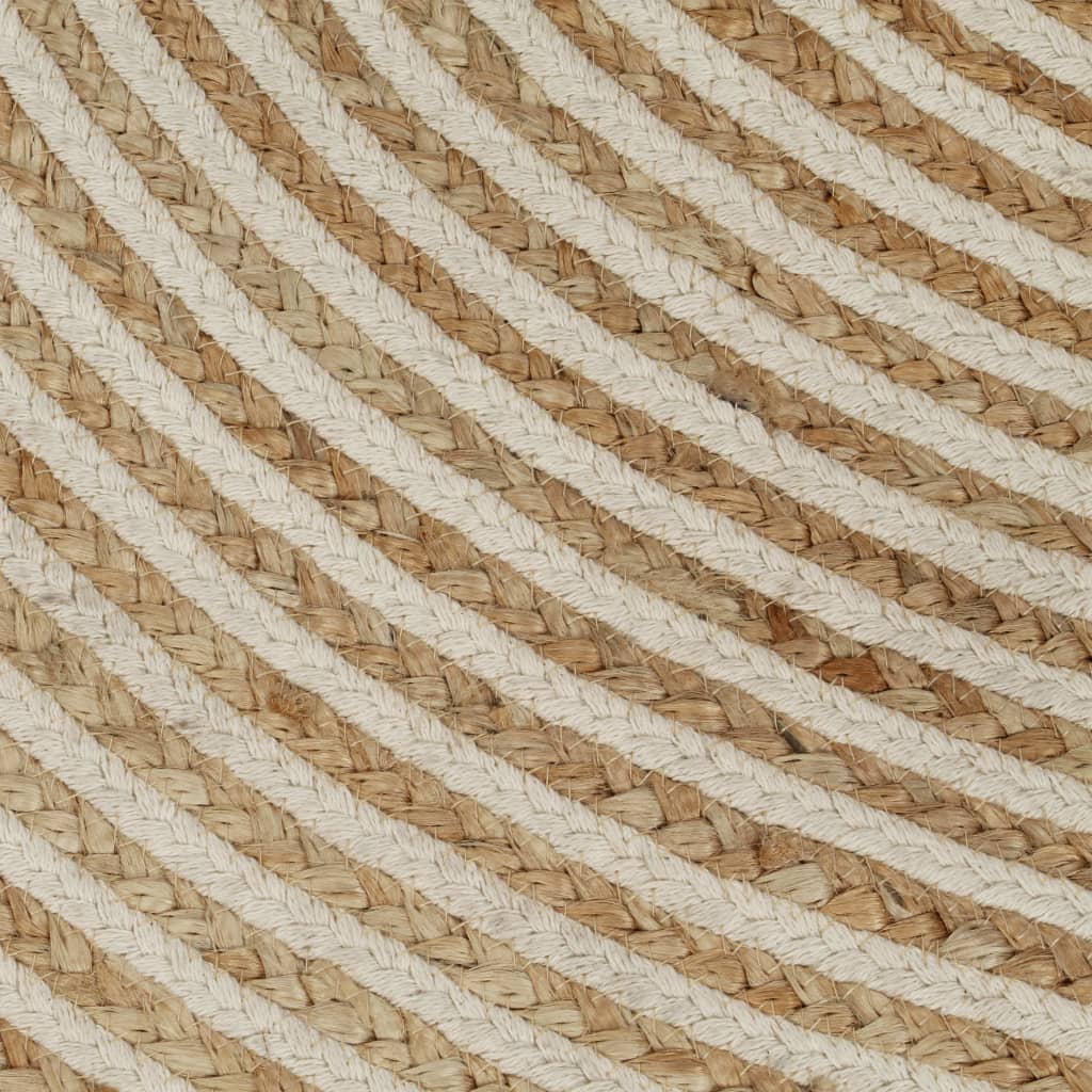 vidaXL Tappeto Lavorato a Mano in Juta Design a Spirale Bianco 90 cm - Image 7 of 9