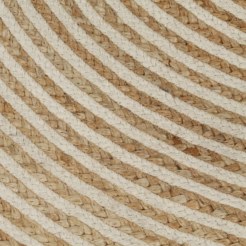vidaXL Tappeto Lavorato a Mano in Juta Design a Spirale Bianco 90 cm - Image 9 of 9