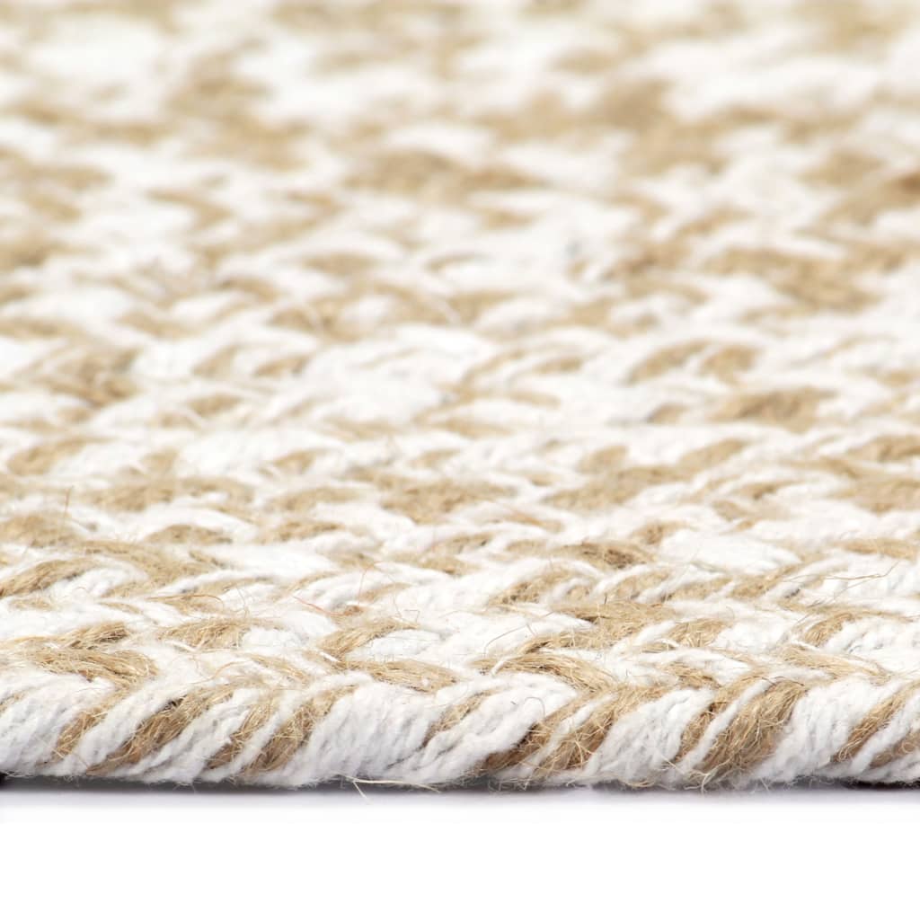 vidaXL Tappeto Artigianale in Juta Bianco e Naturale 120 cm - Image 2 of 3