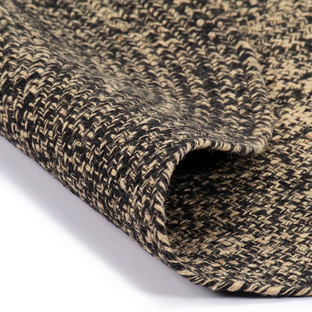 vidaXL Tappeto Artigianale in Juta Nero e Naturale 90 cm - Image 3 of 9