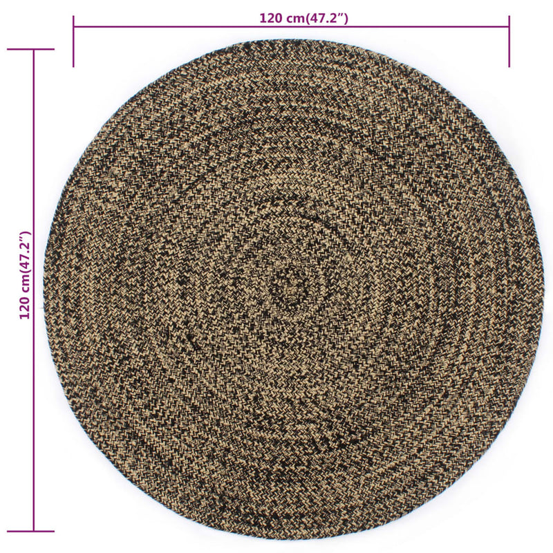 vidaXL Tappeto Artigianale in Juta Nero e Naturale 90 cm - Image 9 of 9