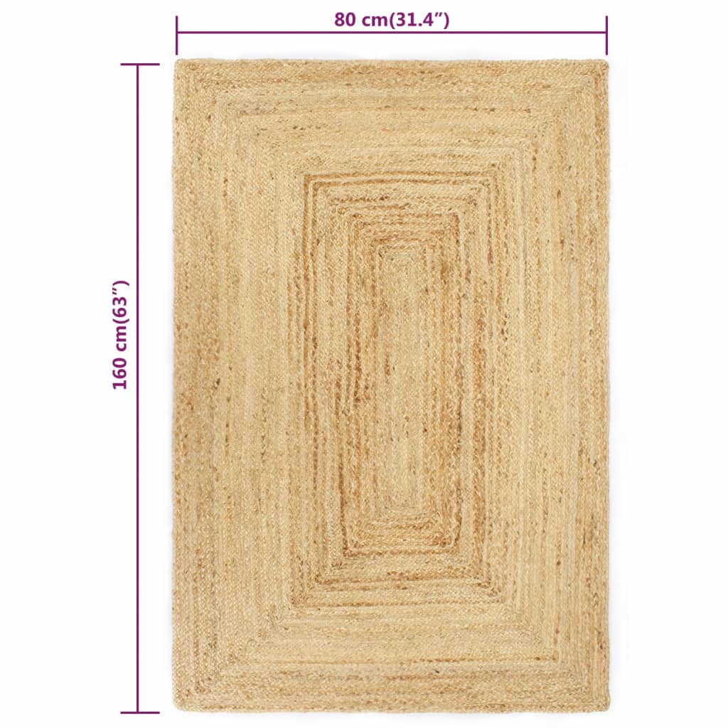 vidaXL Tappeto Artigianale in Juta Intrecciata 80 x 160 cm Naturale - Image 3 of 3