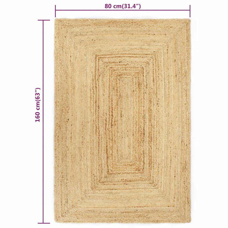 vidaXL Tappeto Artigianale in Juta Intrecciata 80 x 160 cm Naturale - Image 3 of 3