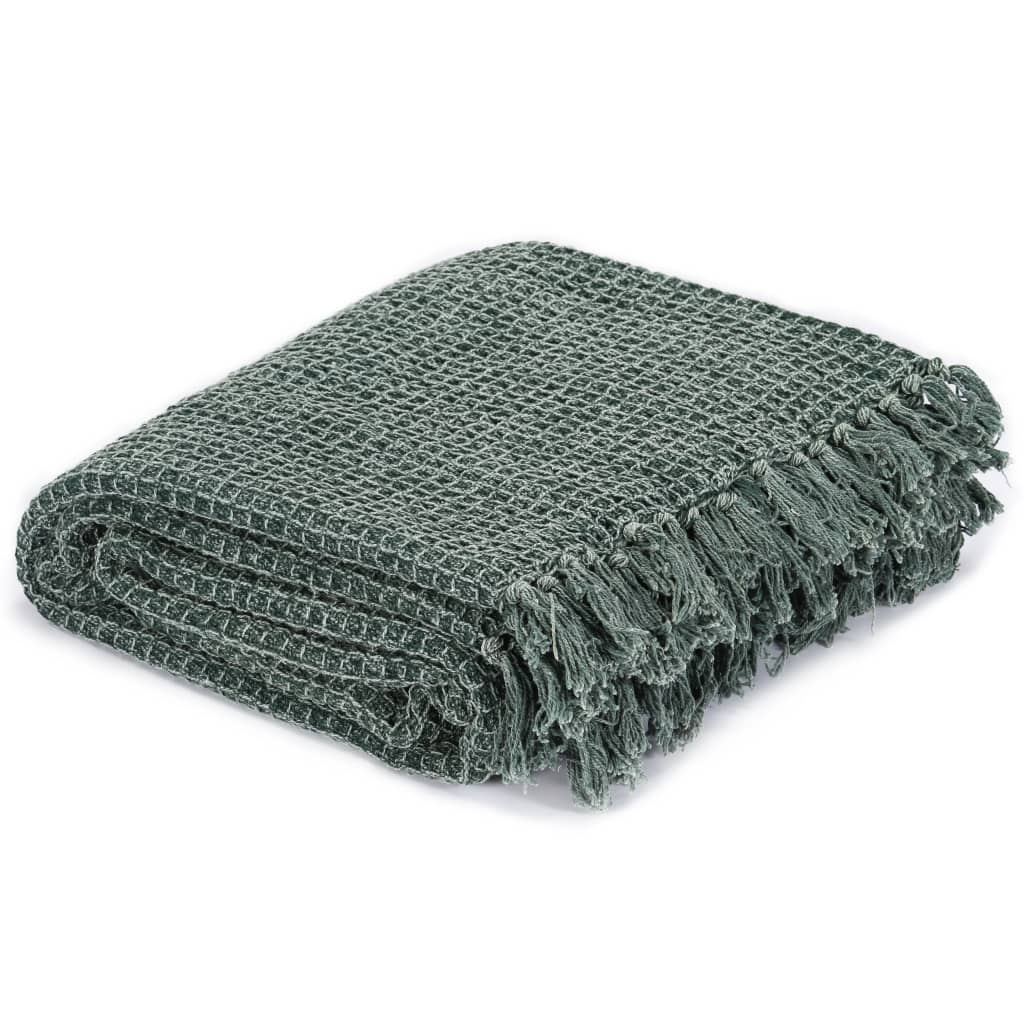 Stone Washed Soft Cotton Throw 125x150 cm - Dark Green - Image 1 of 3