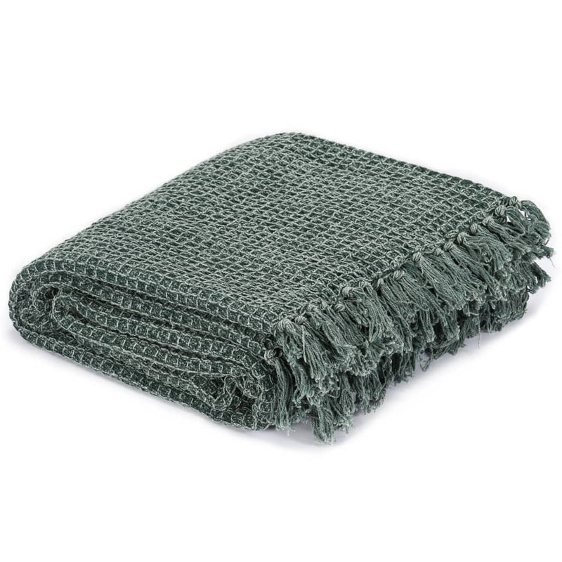 Stone Washed Soft Cotton Throw 125x150 cm - Dark Green - Image 1 of 3