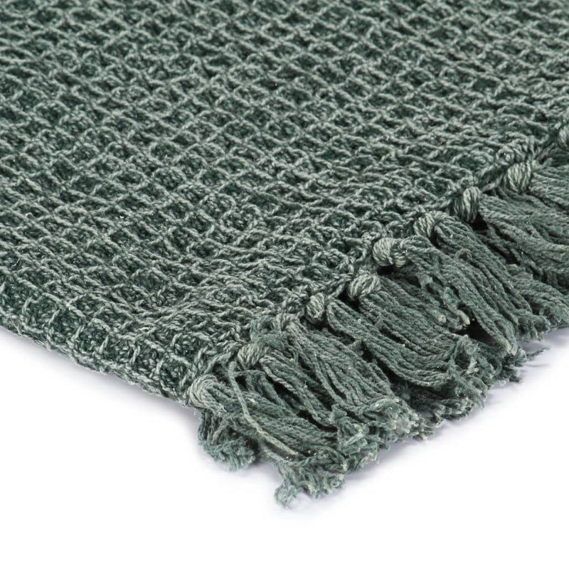 Stone Washed Soft Cotton Throw 125x150 cm - Dark Green - Image 2 of 3