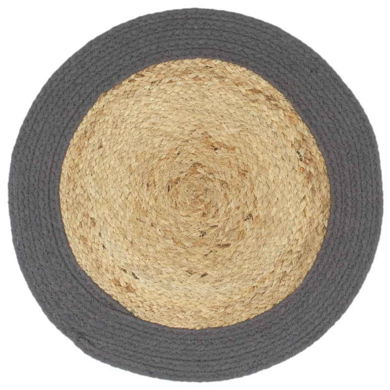 vidaXL Tovagliette 6 pz Naturale e Antracite 38 cm in Juta e Cotone - Image 1 of 2