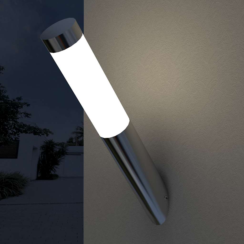 vidaXL Outdoor Wall Lights, Stainless Steel, Set of 2, 6 x 36 cm, Silver - Image 4 of 9