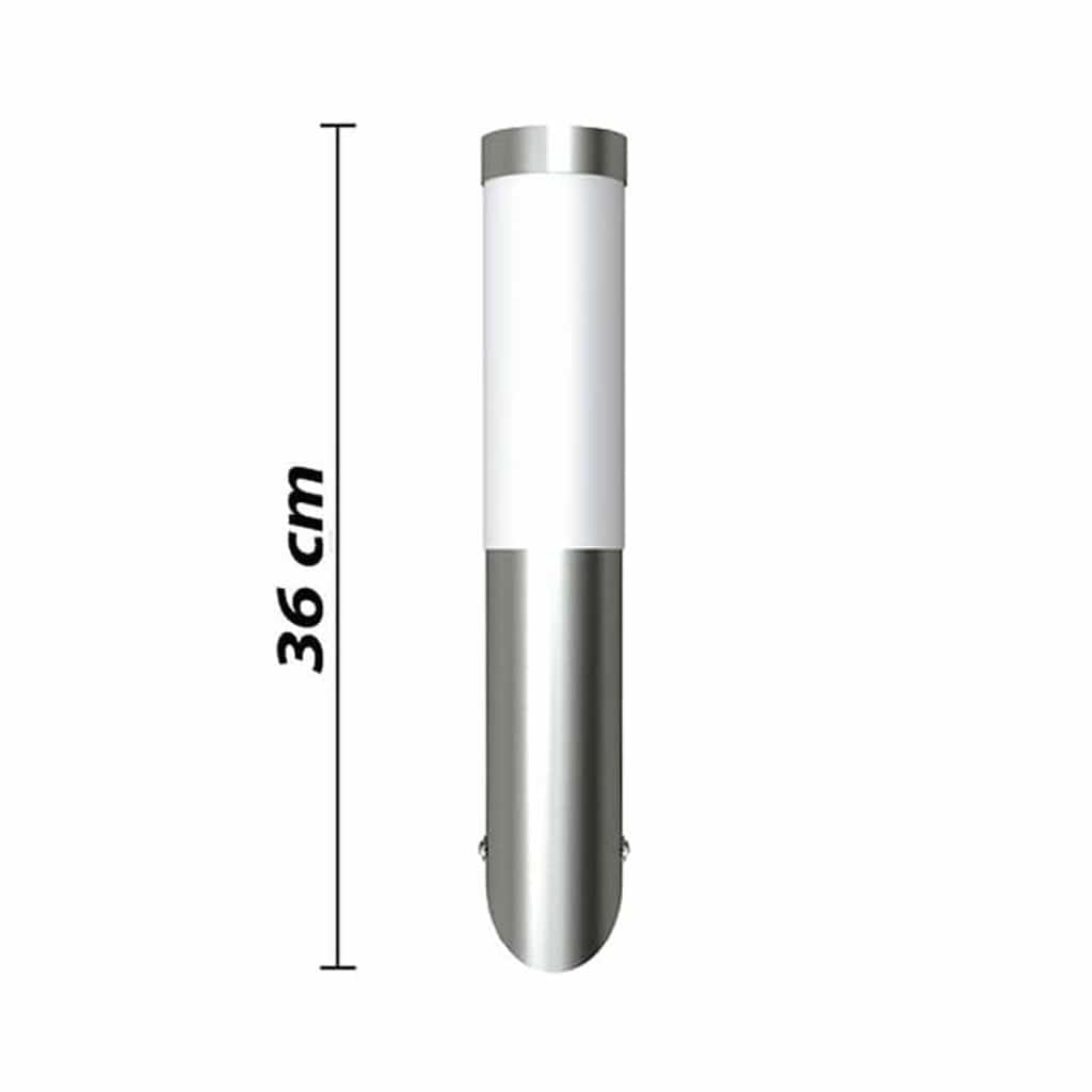 vidaXL Outdoor Wall Lights, Stainless Steel, Set of 2, 6 x 36 cm, Silver - Image 5 of 9