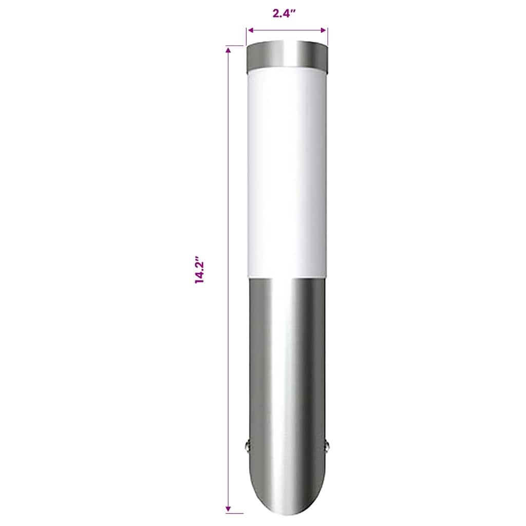 vidaXL Outdoor Wall Lights, Stainless Steel, Set of 2, 6 x 36 cm, Silver - Image 8 of 9