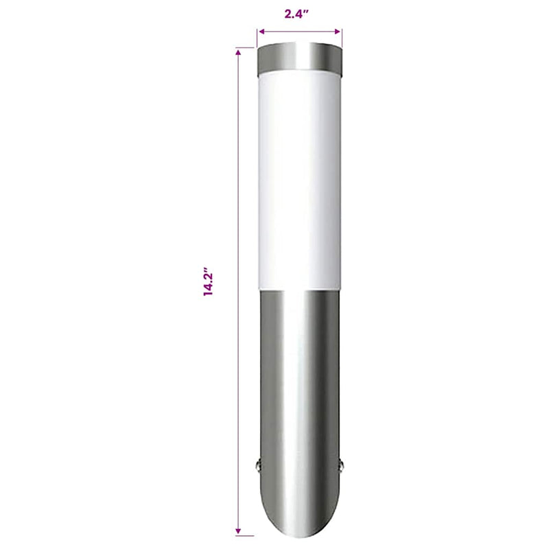 vidaXL Outdoor Wall Lights, Stainless Steel, Set of 2, 6 x 36 cm, Silver - Image 8 of 9