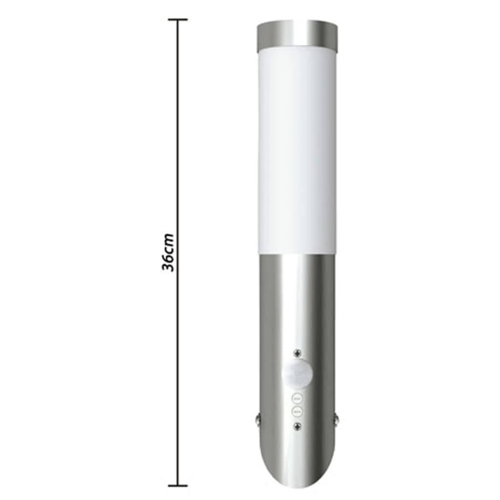 vidaXL Stainless Steel Wall Lights with Motion Sensor, 6 x 36 cm, Silver (Set of 2) - Image 2 of 4